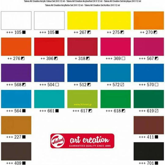 Royal Talens Art Creation Acrylic Paint Set in Multicolour color 12ml 24pcs