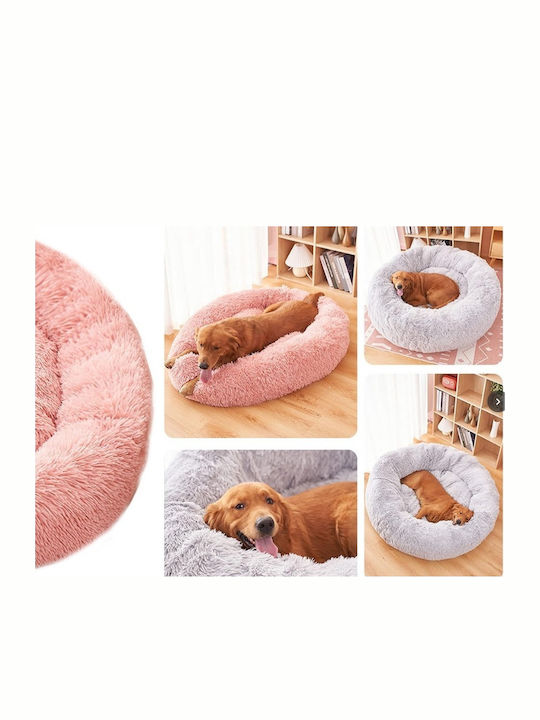Large Pet Bed Silky Pet Fluffy Pink 100cm Diameter X 15cm Height Long Threads