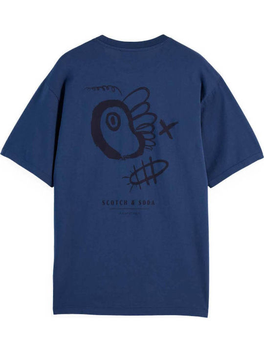 Scotch & Soda Artwork Tricou Sky Blue