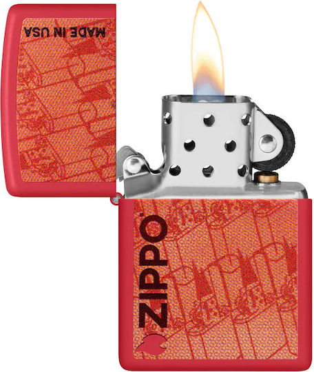 Zippo Pop Art Αναπτήρας Φλόγας σε Κόκκινο χρώμα