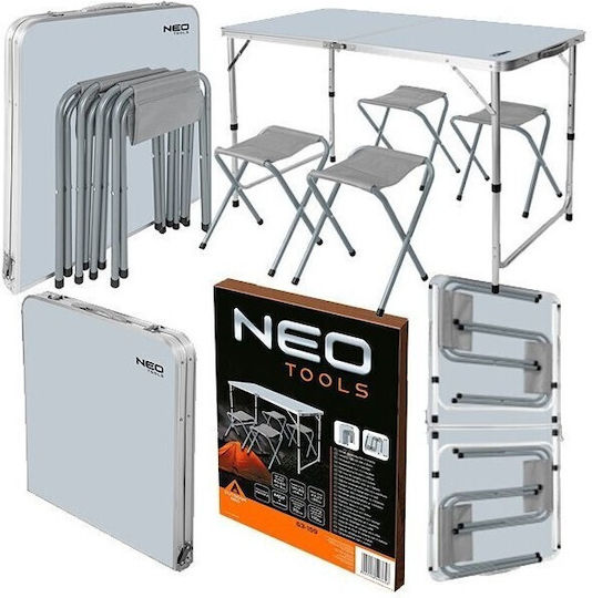 Neo 63-159 Zestaw Biwakowy Stół I 4 Krzesła Składany W Walizkę Neo Tools