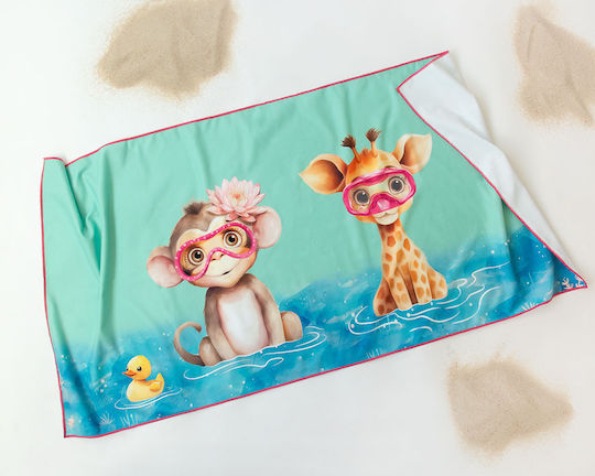 Kiokids Πετσέτα Παραλίας Microfiber Safari Fun Fuchsia 75x150εκ 4827