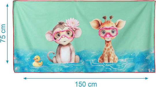 Kiokids Πετσέτα Παραλίας Microfiber Safari Fun Fuchsia 75x150εκ 4827
