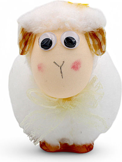 Easter Table Decorative Figure Lamb White Synthetic Fur 12cm 3epx54