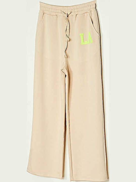 Damen Beige Set mit Hose mit Gummizug in Lockerer Passform
