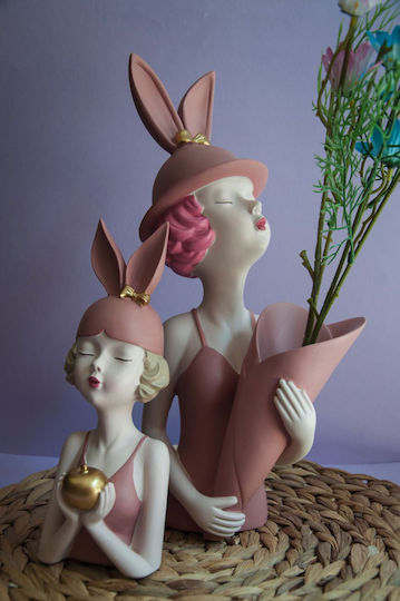 Rabbit Girls Σετ 2 Φιγούρες Κορίτσια Ανθοδέσμη Μήλο 36 Εκ Ροζ 2 Τμχ Yugenliving