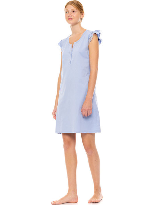 Pink Label Sommer Damen Nachthemd Blue Cloud
