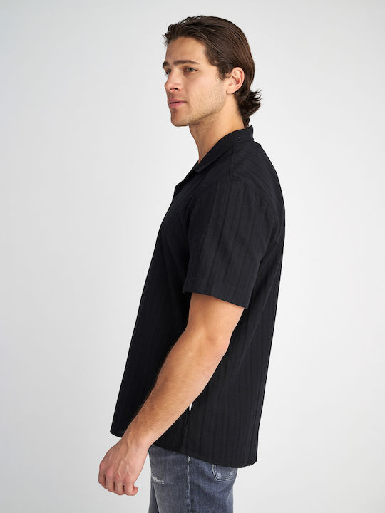 Ron Short-sleeved Cotton Shirt Black