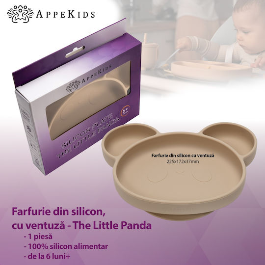AppeKids Детска Чиния за Хранене от Силикон Бежов