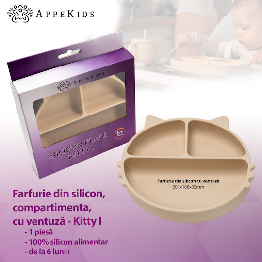 AppeKids Baby Food Plate made of Silicone Beige