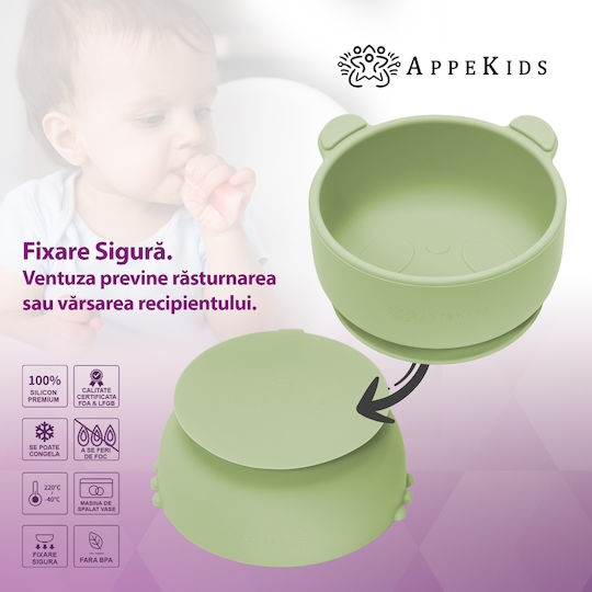 AppeKids Παιδικό Μπωλ Φαγητού από Σιλικόνη Πράσινο