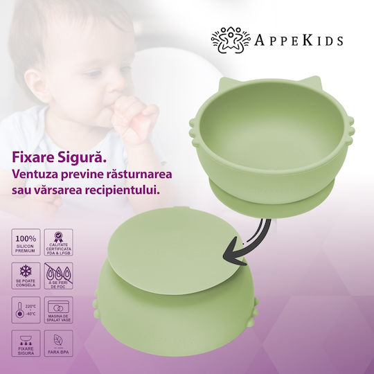 AppeKids Παιδικό Μπωλ Φαγητού από Σιλικόνη Πράσινο
