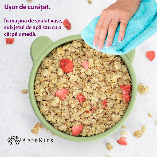 AppeKids Παιδικό Μπωλ Φαγητού από Σιλικόνη Πράσινο