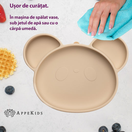 AppeKids Детска Чиния за Хранене от Силикон Бежов