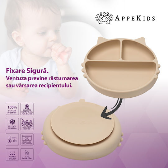 AppeKids Baby Food Plate made of Silicone Beige