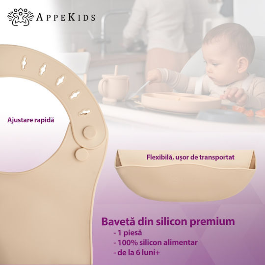 AppeKids Lätzchen Silikon mit Tasche Bubble Beige