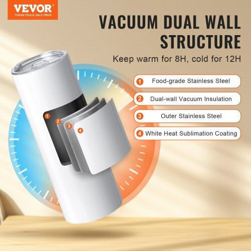 Vevor Set of Glasses Water made of Stainless Steel with straw 592ml 16pcs