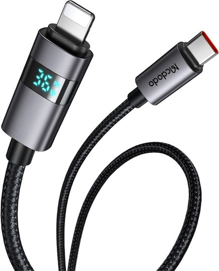 Mcdodo LED USB-C to Lightning Cable 36W Μαύρο 1.2m (CA-6570)