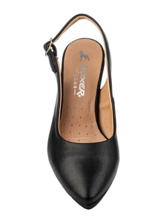 Leather Black Heels with Strap