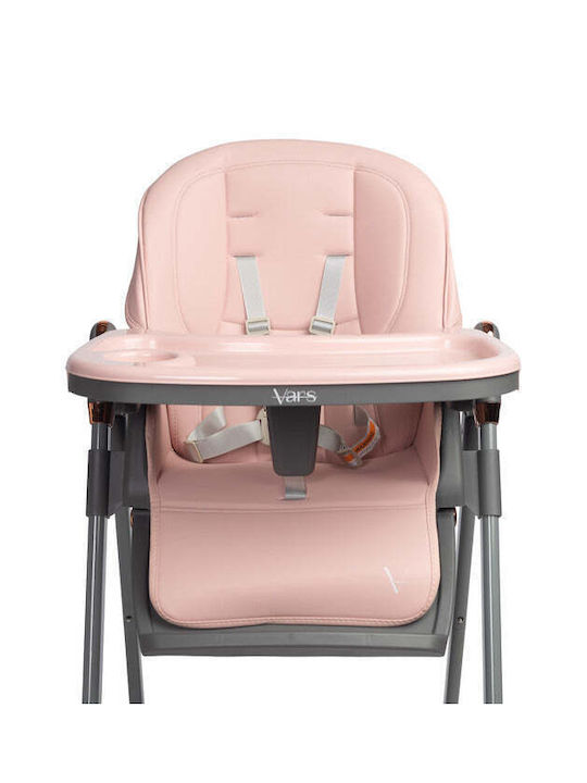 Caretero Vars Foldable Highchair with Metal Frame & Leatherette Seat Pink