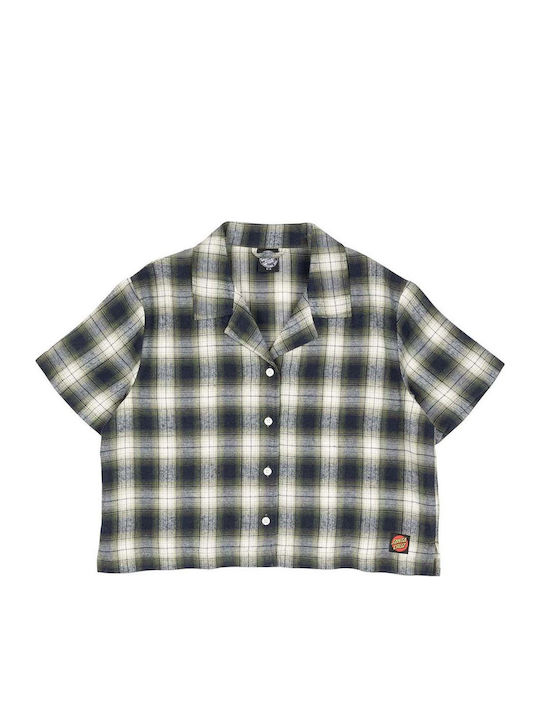 Women's Checked Short Sleeve Shirt Navy - Green