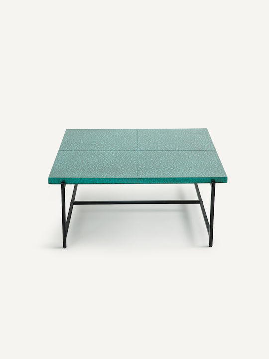 Sitting Room Outdoor Table with Ceramic Surface and Metal Frame Natural 80x80x34cm