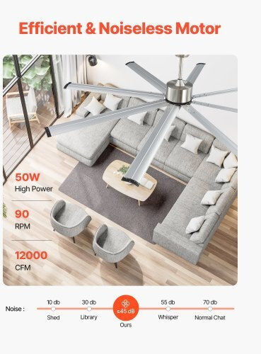 Vevor Ventilator De Tavan 213cm Argintiu