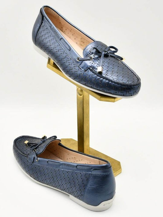 Capri Iii 1 Leather Women's Moccasins in Navy Blue Color