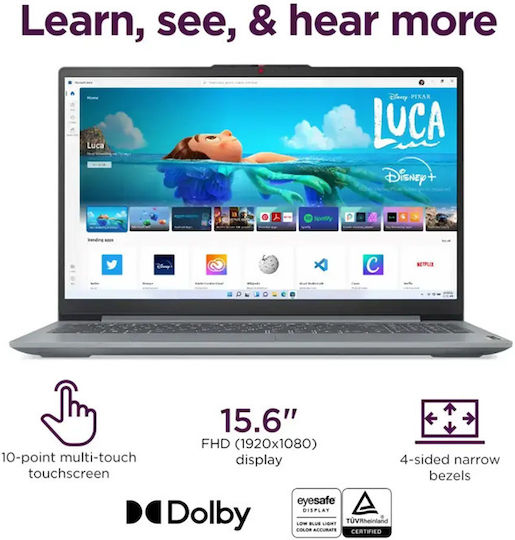Lenovo IdeaPad Slim 3 15ABR8 15.6" IPS FHD Touchscreen (Ryzen 7-5825U/16GB/512GB SSD/W11 Home) Arctic Grey (US Keyboard)