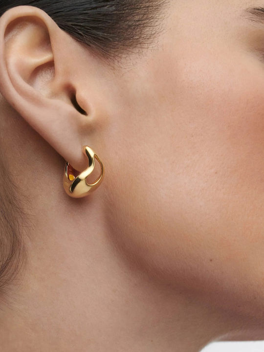 Kritsimis Earrings Hoops made of Silver Gold Plated with Stones