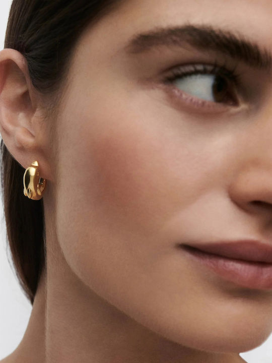 Kritsimis Earrings Hoops made of Silver Gold Plated with Stones