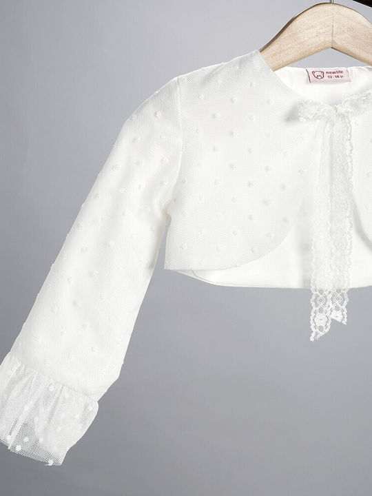 New Life Ecru Baptism Clothes Set for Girls with Cardigan & Dress Made of Lace 3 Pieces