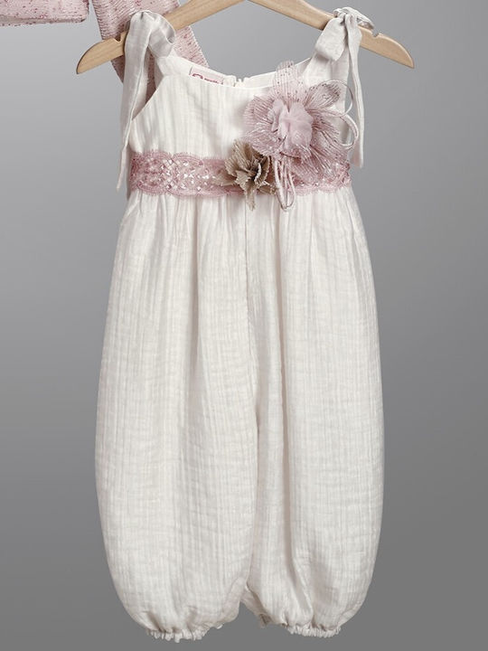 New Life Ecru Baptism Clothes Set with Cardigan & Dress with Lace 3 Pieces