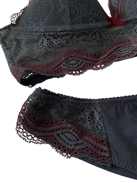 Jadea Lace Underwear Set with Bralette & Brazil Blue