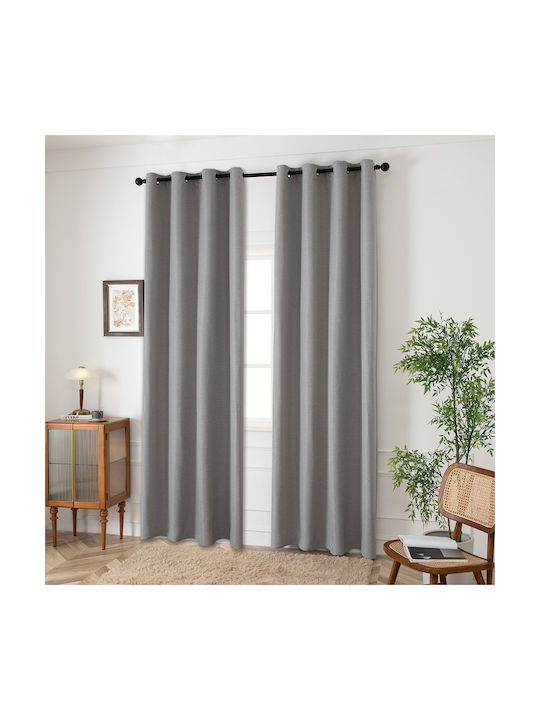 Beauty Home Κουρτίνα Συσκότισης με Τρουκς Γκρι 140x270εκ.