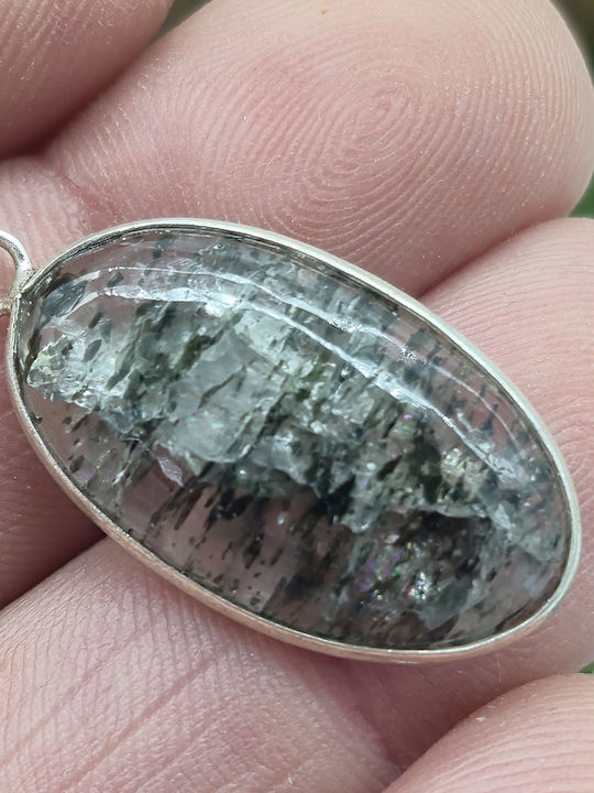 Clear Quartz Necklace with Green Tourmaline Inclusions