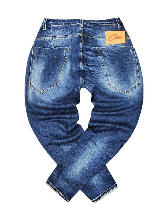 Men's Jeans Pants with Slim Fit Blue Denim