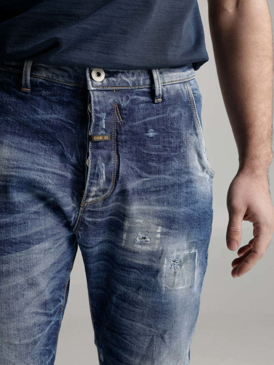 Men's Jeans Pants with Slim Fit Blue Denim