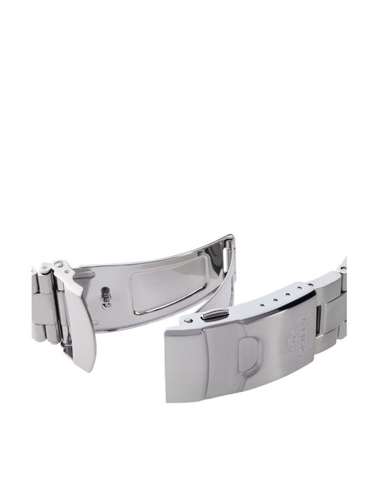 Orient Diver Ανδρικό Ρολόι 41.8mm Αυτόματο με Ασημί Μεταλλικό Μπρασελέ