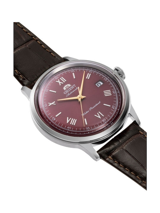 Orient Ανδρικό Ρολόι 40.5mm Αυτόματο με Καφέ Δερμάτινο Λουράκι