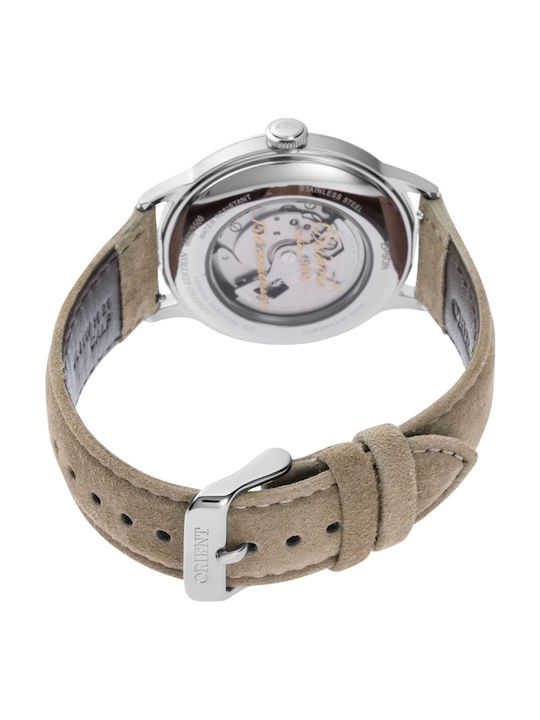 Orient Ανδρικό Ρολόι 40.5mm Αυτόματο με Μπεζ Δερμάτινο Λουράκι