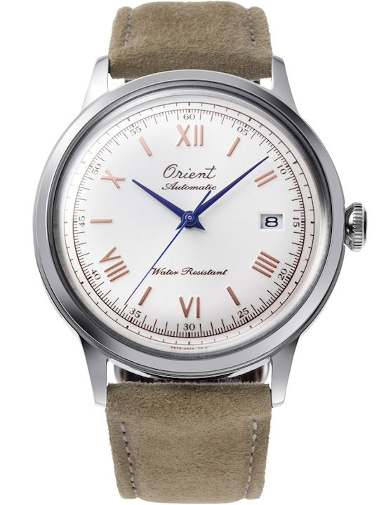 Orient Ανδρικό Ρολόι 40.5mm Αυτόματο με Μπεζ Δερμάτινο Λουράκι