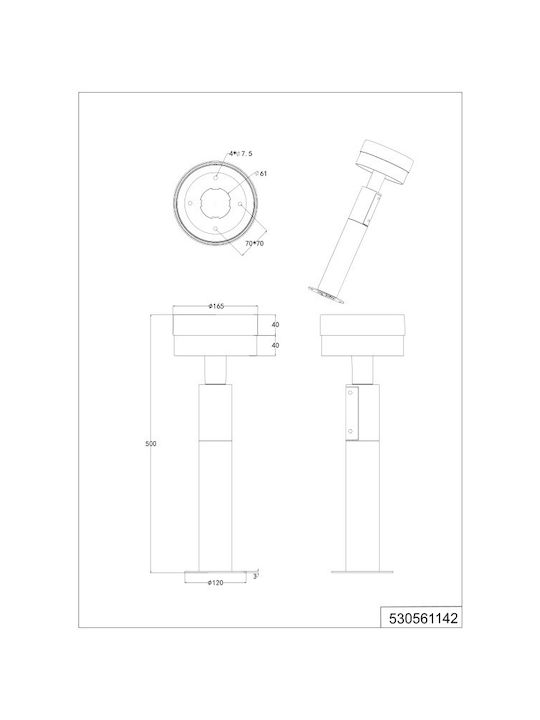 Trio Lighting Mackenzie Outdoor Floor Lamp Small Post with Warm White Light Gray