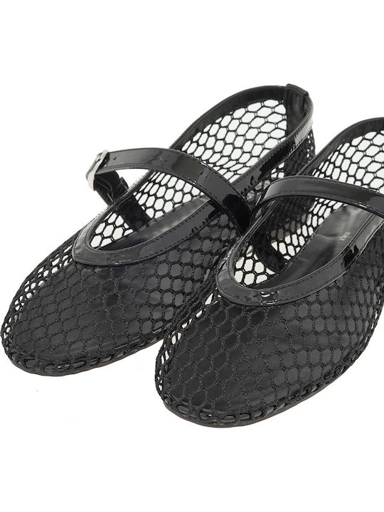 Patent Leather Ballerinas With strap Black