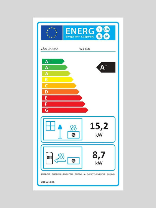 C&A Chama W4 800 Ενεργειακό Τζάκι Ξύλου Καλοριφέρ 23.9kW Πανοραμικό με Ανοιγόμενες Πόρτες