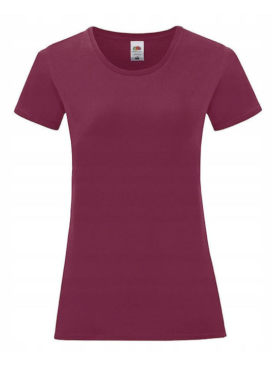 Fruit of the Loom Iconic Women's Short Sleeve Promotional T-Shirt Burgundy