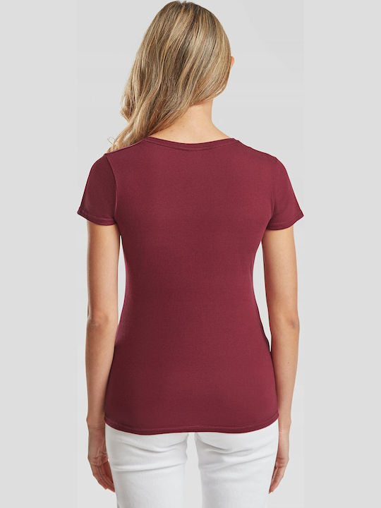 Fruit of the Loom Iconic Women's Short Sleeve Promotional T-Shirt Burgundy