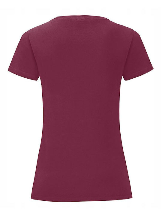 Fruit of the Loom Iconic Women's Short Sleeve Promotional T-Shirt Burgundy