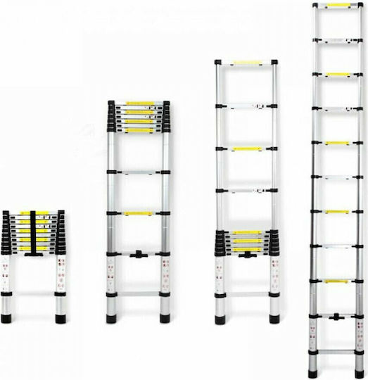 ACP Teleskopische Leiter Aluminium 12 Stufen mit maximaler Höhe 3.8m