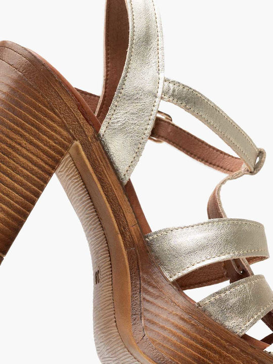 Leder Sandalen Gold